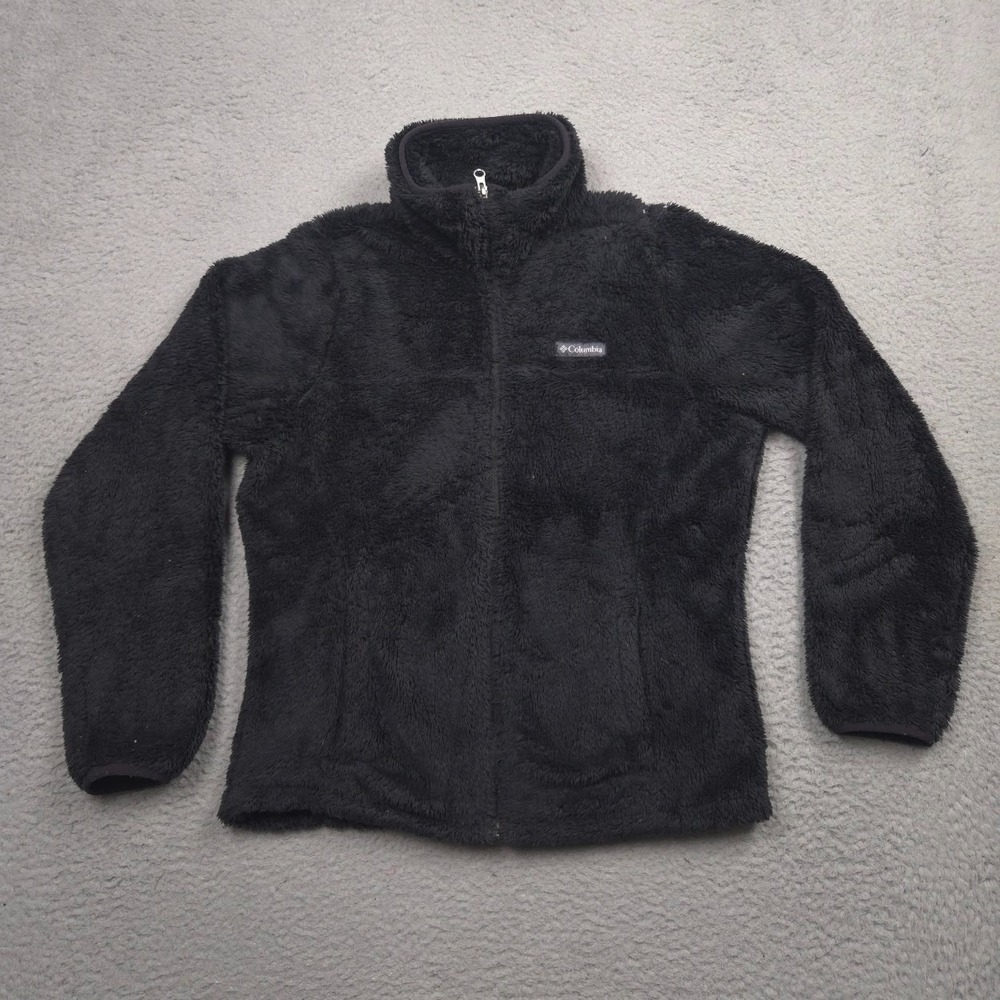 Columbia Cloudy Day Fleece Full Zip Jacket Women M Black Sherpa Teddy Outdoor
